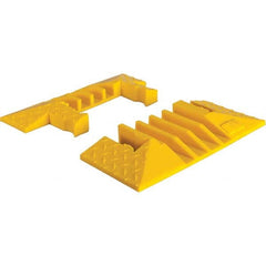 Checkers - 1 2-Piece 4-Channel 8' OAL 1-1/4 Max Cable Diam Yellow On Floor Cable Cover - Exact Tooling