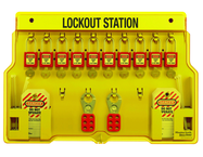 Padllock Wall Station - 15-1/2 x 22 x 1-3/4''-With (10) Xenoy Padlocks - Exact Tooling