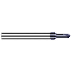 Harvey Tool - 1/32" Diam 90°/90° 2-Flute Single End Solid Carbide Chamfer Mill - Exact Tooling