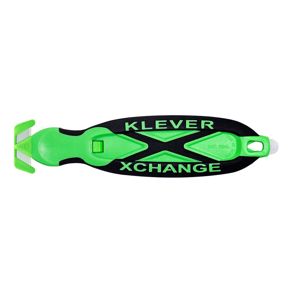 Klever Innovations - Utility Knives, Snap Blades & Box Cutters; Type: Safety Blade ; Blade Type: Concealed ; Number of Blades Included: 1 ; Number of Blades: 1 ; Handle Material: Plastic ; Color: Green - Exact Tooling