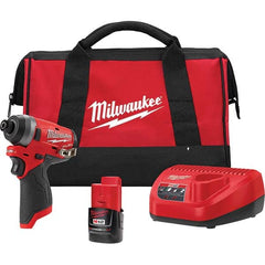 Milwaukee Tool - 12 Volt, 1/4" Drive, 1,300 In/Lb Torque, Battery Impact Driver - Exact Tooling