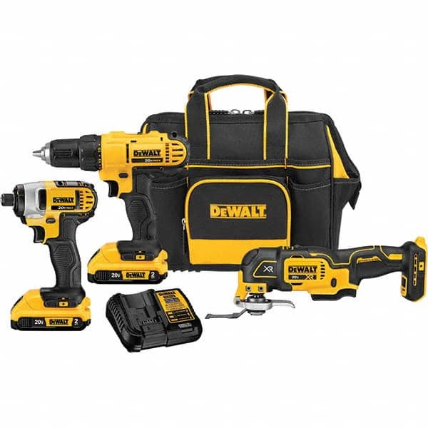 DeWALT - Cordless Tool Combination Kits Voltage: 20 Tools: 1/2" Drill/Driver; 1/4" Impact Driver; Oscillating Multi-Tool - Exact Tooling