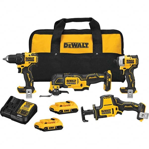 DeWALT - Cordless Tool Combination Kits Voltage: 20 Tools: 1/2" Drill/Driver; 1/4" Impact Driver; Reciprocating Saw; Oscillating Multi-Tool - Exact Tooling