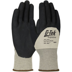 ‎15-215/M Coated Gloves w/Polykor - G-Tek Suprene - Tan 13G Nano Shell - 3/4 Nitrile MicroSurface Grip - A4 - Exact Tooling
