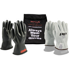 ‎150-SK-0/9-KIT Novax 11″ Glove - Novax - Insulating Glove Kit - Class 0 - 11 In. - Black - Straight Cuff - Exact Tooling