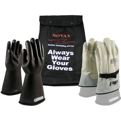 ‎150-SK-1/7-KIT - Novax Insulating Glove Kit - Class 1 - 14″ - Black - Straight Cuff - Exact Tooling