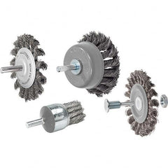 WALTER Surface Technologies - 2-3/4" OD, 1/4" Arbor Hole, Knotted Steel Wheel Brush - Exact Tooling