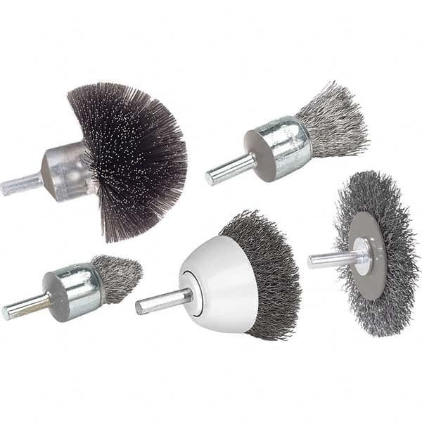 WALTER Surface Technologies - 2" OD, 1/4" Arbor Hole, Crimped Steel Wheel Brush - Exact Tooling