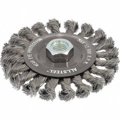 WALTER Surface Technologies - 4-1/2" OD, 5/8-11 Arbor Hole, Knotted Steel Wheel Brush - Exact Tooling