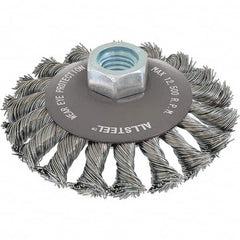 WALTER Surface Technologies - 4" OD, 5/8-11 Arbor Hole, Knotted Steel Wheel Brush - Exact Tooling