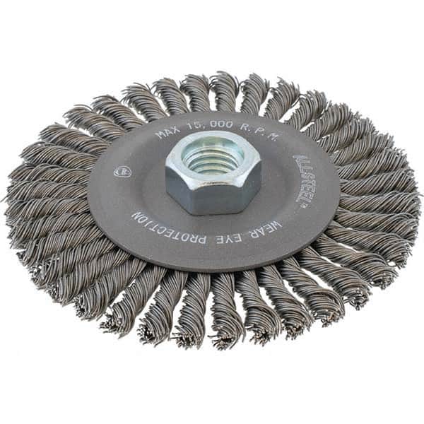 WALTER Surface Technologies - 5" OD, 5/8-11 Arbor Hole, Stringer Bead Steel Wheel Brush - Exact Tooling