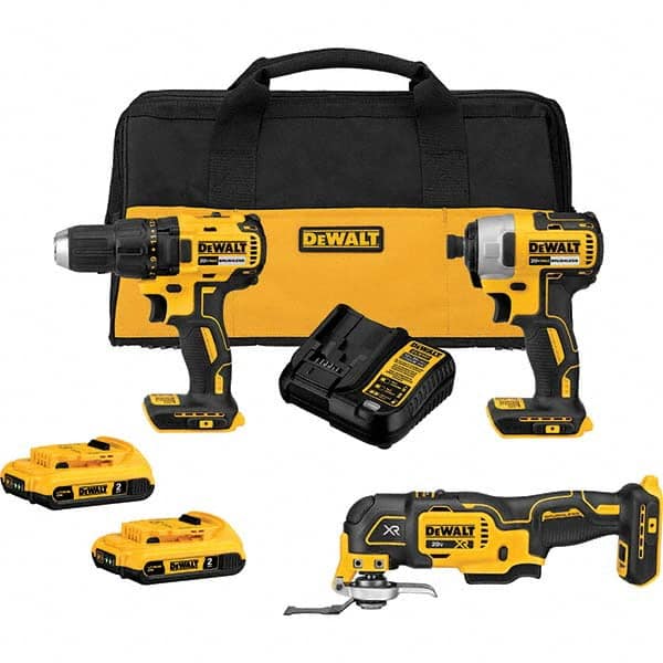 DeWALT - Cordless Tool Combination Kits Voltage: 20 Tools: Brushless 1/2" Cordless Drill/Driver; Brushless 1/4" Cordless Impact Driver; Brushless 3-Speed Cordless Oscillating Multi-Tool - Exact Tooling