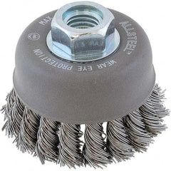 WALTER Surface Technologies - 3" Diam 5/8-11 Threaded Arbor Steel Fill Cup Brush - Exact Tooling