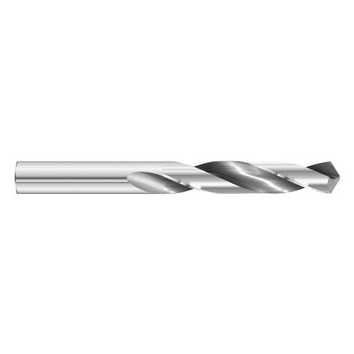 #40 Dia. × 0.098″ Shank × 1″ Flute Length × 2″ OAL, 7xD, 118°, Uncoated, 2xD Flute, External Coolant, Round Solid Carbide Drill - Exact Tooling