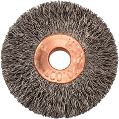 1-3/8″ Small Diameter Crimped Wire Wheel, .006″ Steel Fill, 1/4″ Arbor Hole - Exact Tooling