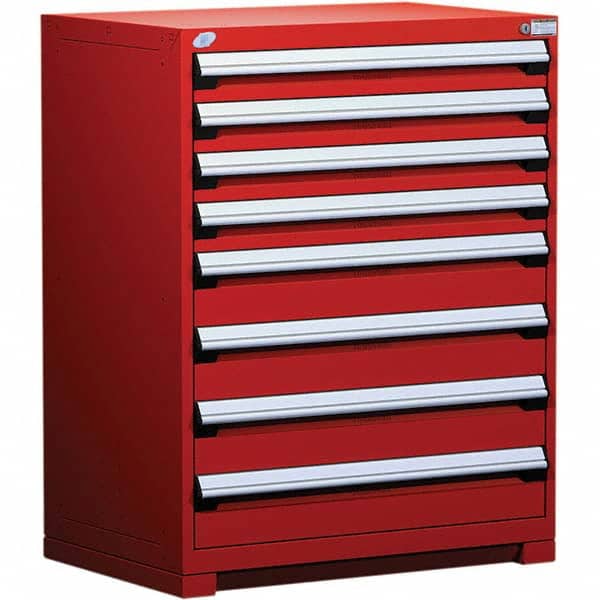 Rousseau Metal - 8 Drawer Flame Red Steel Modular Storage Cabinet - Exact Tooling