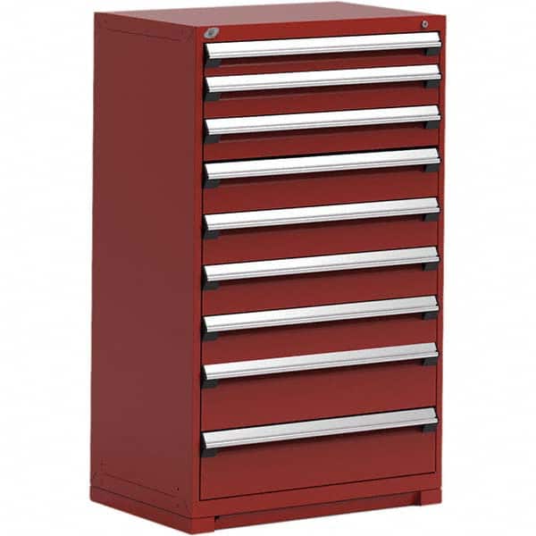Rousseau Metal - 9 Drawer Flame Red Steel Modular Storage Cabinet - Exact Tooling