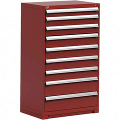 Rousseau Metal - 9 Drawer Flame Red Steel Modular Storage Cabinet - Exact Tooling