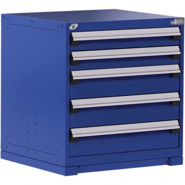 Rousseau Metal - 5 Drawer Avalanche Blue Steel Modular Storage Cabinet - Exact Tooling