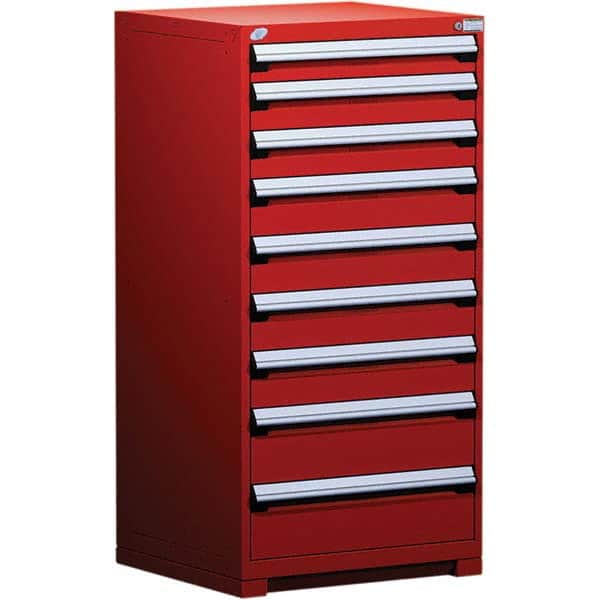 Rousseau Metal - 9 Drawer Flame Red Steel Modular Storage Cabinet - Exact Tooling