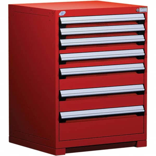 Rousseau Metal - 7 Drawer Flame Red Steel Modular Storage Cabinet - Exact Tooling