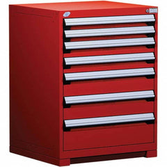 Rousseau Metal - 7 Drawer Flame Red Steel Modular Storage Cabinet - Exact Tooling