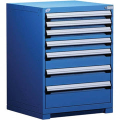 Rousseau Metal - 7 Drawer Avalanche Blue Steel Modular Storage Cabinet - Exact Tooling