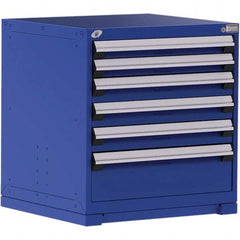 Rousseau Metal - 6 Drawer Avalanche Blue Steel Modular Storage Cabinet - Exact Tooling