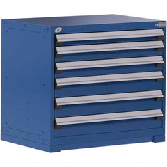Rousseau Metal - 6 Drawer Avalanche Blue Steel Modular Storage Cabinet - Exact Tooling