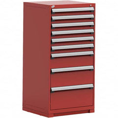 Rousseau Metal - 9 Drawer Flame Red Steel Modular Storage Cabinet - Exact Tooling