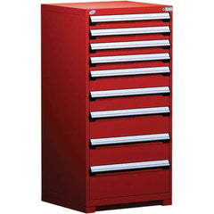 Rousseau Metal - 9 Drawer Flame Red Steel Modular Storage Cabinet - Exact Tooling