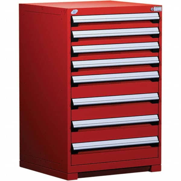 Rousseau Metal - 8 Drawer Flame Red Steel Modular Storage Cabinet - Exact Tooling