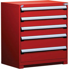 Rousseau Metal - 5 Drawer Flame Red Steel Modular Storage Cabinet - Exact Tooling