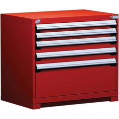 Rousseau Metal - 5 Drawer Flame Red Steel Modular Storage Cabinet - Exact Tooling
