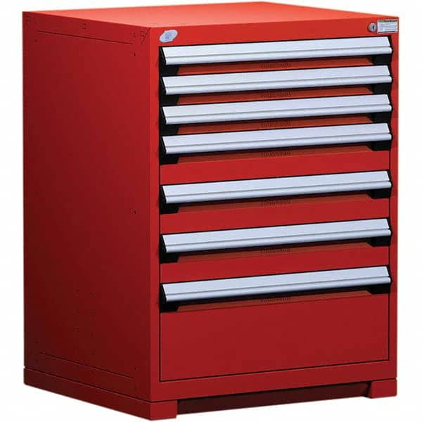 Rousseau Metal - 7 Drawer Flame Red Steel Modular Storage Cabinet - Exact Tooling