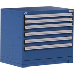 Rousseau Metal - 6 Drawer Avalanche Blue Steel Modular Storage Cabinet - Exact Tooling