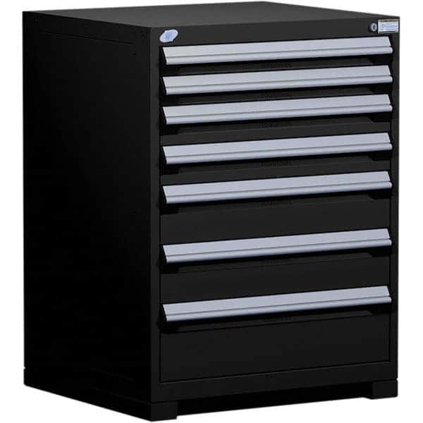 Rousseau Metal - 7 Drawer Black Steel Modular Storage Cabinet - Exact Tooling