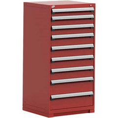 Rousseau Metal - 9 Drawer Flame Red Steel Modular Storage Cabinet - Exact Tooling