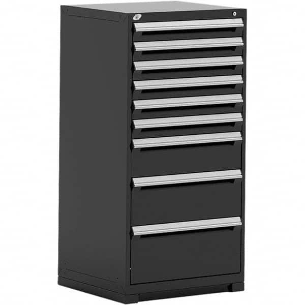 Rousseau Metal - 9 Drawer Black Steel Modular Storage Cabinet - Exact Tooling