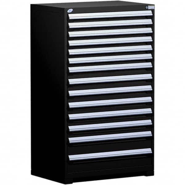 Rousseau Metal - 14 Drawer Black Steel Modular Storage Cabinet - Exact Tooling