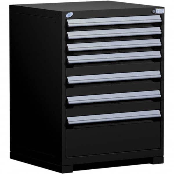 Rousseau Metal - 7 Drawer Black Steel Modular Storage Cabinet - Exact Tooling