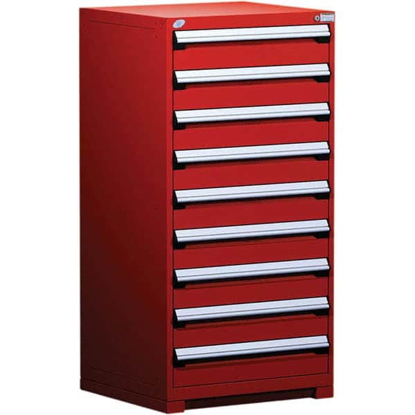 Rousseau Metal - 9 Drawer Flame Red Steel Modular Storage Cabinet - Exact Tooling