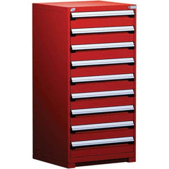Rousseau Metal - 9 Drawer Flame Red Steel Modular Storage Cabinet - Exact Tooling