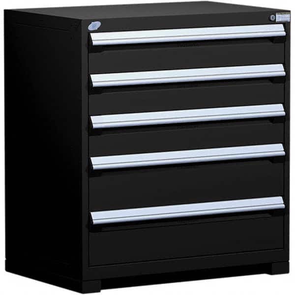 Rousseau Metal - 5 Drawer Black Steel Modular Storage Cabinet - Exact Tooling