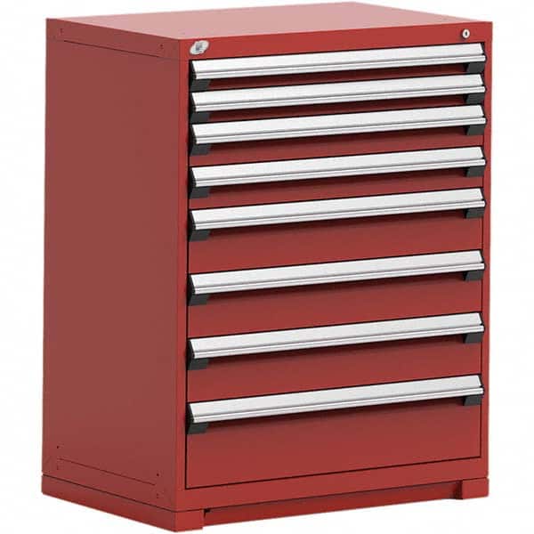 Rousseau Metal - 8 Drawer Flame Red Steel Modular Storage Cabinet - Exact Tooling
