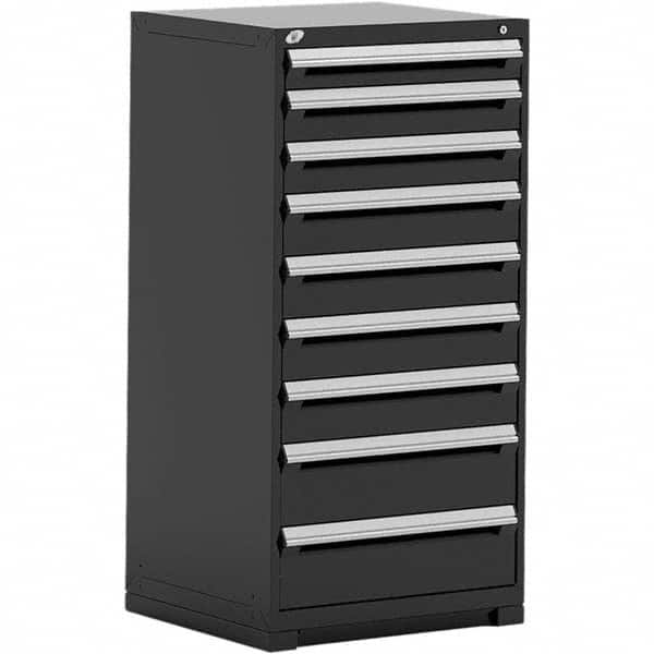 Rousseau Metal - 9 Drawer Black Steel Modular Storage Cabinet - Exact Tooling