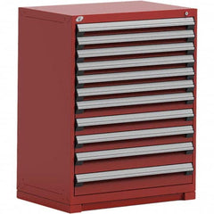 Rousseau Metal - 11 Drawer Flame Red Steel Modular Storage Cabinet - Exact Tooling