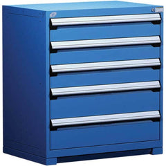 Rousseau Metal - 5 Drawer Avalanche Blue Steel Modular Storage Cabinet - Exact Tooling