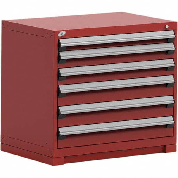Rousseau Metal - 6 Drawer Flame Red Steel Modular Storage Cabinet - Exact Tooling