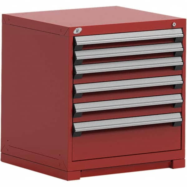 Rousseau Metal - 6 Drawer Flame Red Steel Modular Storage Cabinet - Exact Tooling